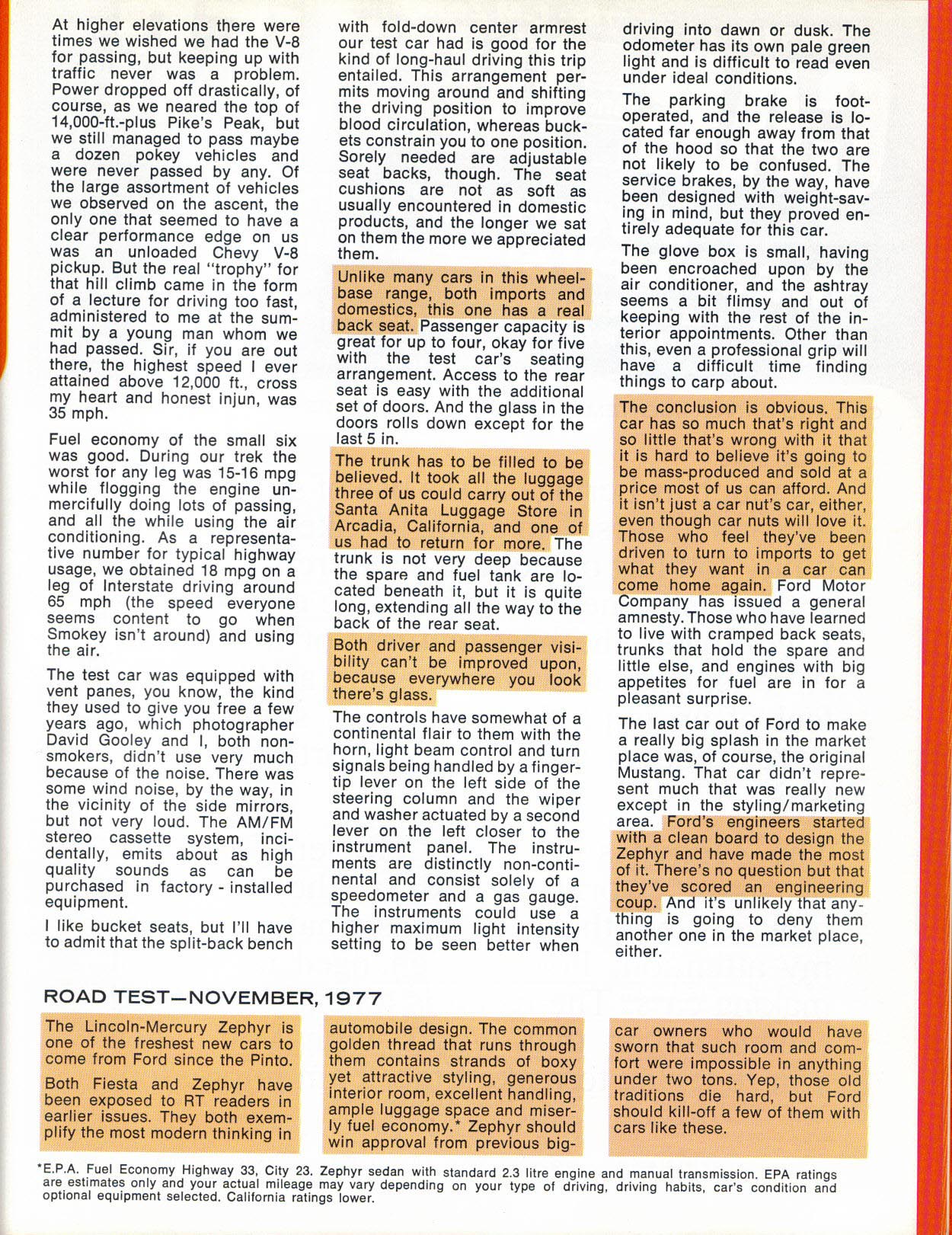 1978 Mercury Zephyr News Brochure Page 5